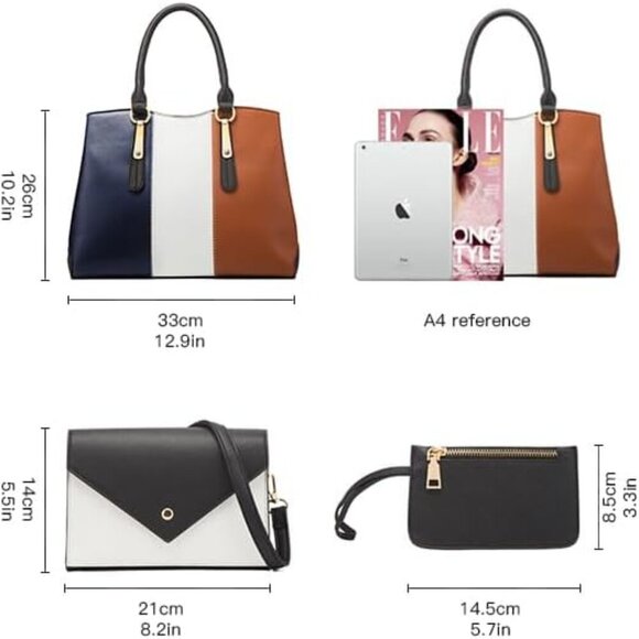 Fashionable Synthetic Leather 4-Piece Handbag Set - Stylish & Practical - Picture 6 of 6